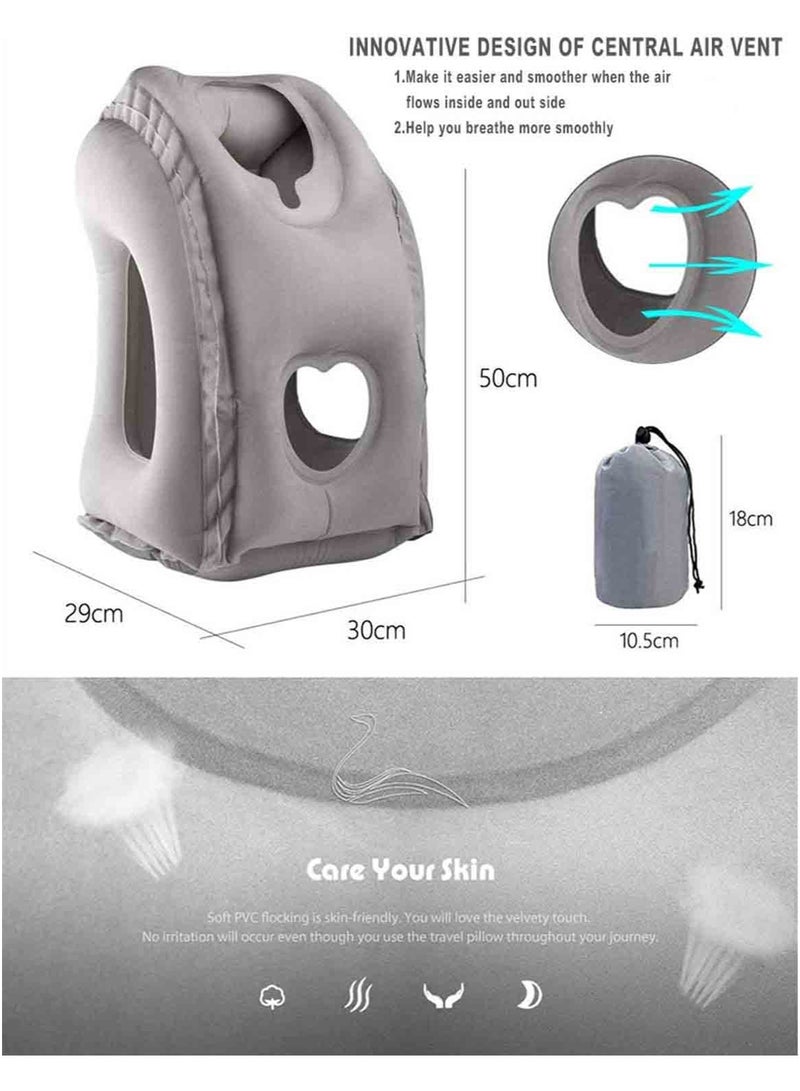 MarlaMall Inflatable Travel Pillow for Airplane, inflatable Neck Air Pillow for Sleeping to Avoid Neck and Shoulder Pain, Comfortably Support Head, Neck and Lumbar, Used for Airplane, Car, Bus and Office (Grey) - Image 4